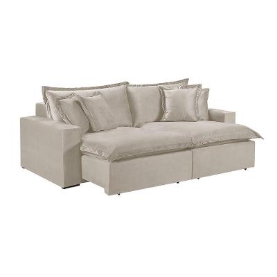 Sofá 2 Lugares Retrátil Encosto Fixo M-145 Veludo Martins Creme