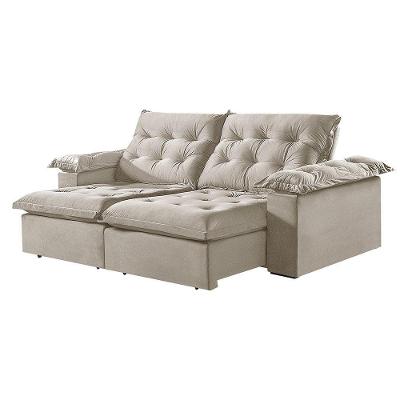 Sofá 4 Lugares Retrátil E Reclinável Martins M-147 Veludo Creme