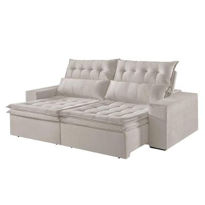 Sofá 5 Lugares Retrátil E Reclinável Martins M-118 Veludo Creme