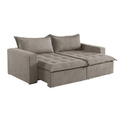 Sofá Cama 4 Lugares Retrátil Reclinável Linho M-184 Martins Bege