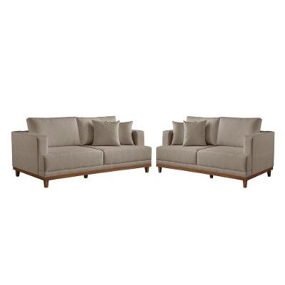 Conjunto Sofás 2 E 3 Lugares Fixo Linho M-175 Martins Bege