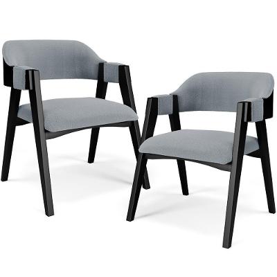 Kit 2 Cadeiras Sala De Jantar Estar Living Estofada Suran L02 Preto Bouclê Cinza - Lyam Decor