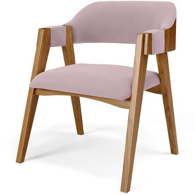 Cadeira Para Sala De Jantar E Estar Living Estofada Suran L02 Suede Rosê - Lyam