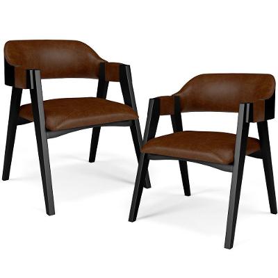 Kit 2 Cadeiras Sala De Jantar Estar Living Estofada Suran L02 Preto Couríssimo Marrom - Lyam Decor