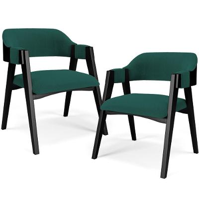 Kit 2 Cadeiras Sala De Jantar Estar Living Estofada Suran L02 Preto Bouclê Verde - Lyam Decor