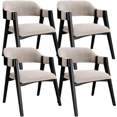 Kit 4 Cadeiras Sala De Jantar Estar Living Estofada Suran L02 Preto Bouclê Creme - Lyam Decor