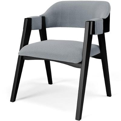 Cadeira Para Sala De Jantar Estar Living Estofada Suran L02 Preto Bouclê Cinza - Lyam Decor