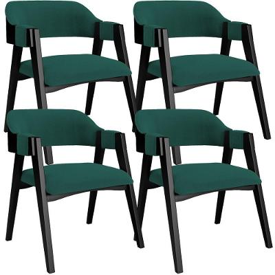 Kit 4 Cadeiras Sala De Jantar Estar Living Estofada Suran L02 Preto Bouclê Verde - Lyam Decor