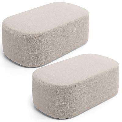 Kit 02 Puffs Decorativos Orgânico Para Living Quarto 100cm Doha W01 Bouclê Creme - Lyam Decor