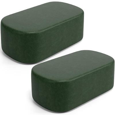 Kit 02 Puffs Decorativos Orgânicos Para Living Quarto 100cm Doha W01 Couríssimo Verde Musgo - Lyam Decor