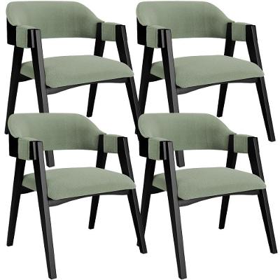 Kit 4 Cadeiras Sala De Jantar Estar Living Estofada Suran L02 Preto Bouclê Oliva - Lyam Decor