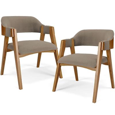 Kit 02 Cadeiras Para Sala De Jantar E Estar Living Estofada Suran L02 Bouclê Bege - Lyam