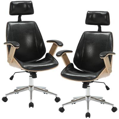 Kit 02 Cadeiras Para Escritório Presidente Giratória Office Natural Polaris Corano R01 Preto - Lyam Decor