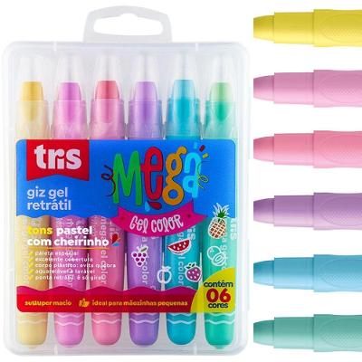 Giz Retrátil Mega Gel Tons Pastel Cheirinho - 6 Cores - Tris