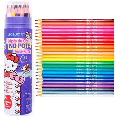 Lapis De Cor No Pote Hello Kitty - 24 Cores - Leo & Leo