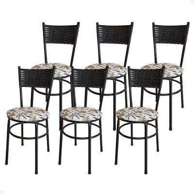 Conjunto 6 Cadeiras Pretas Para Cozinha Viena Cor:floral Orquídea