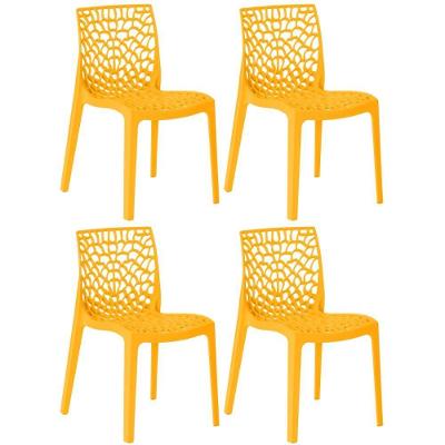 Kit 4 Cadeiras De Jantar Gruvyer Design Em Polipropileno - Amarelo