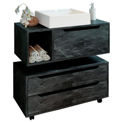 Conjunto 3 Peças Para Banheiro Bn3600x43x44 Marmore Lunar Tecno Mobili Marmore Lunar