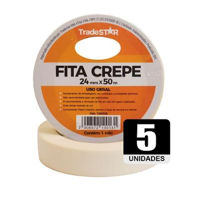 Fita Adesiva Crepe Papel 24mm X 50m C-5 Rolos 24x50