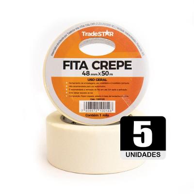 Fita Adesiva Crepe Papel 48mm X 50m C-5 Rolos 48x50