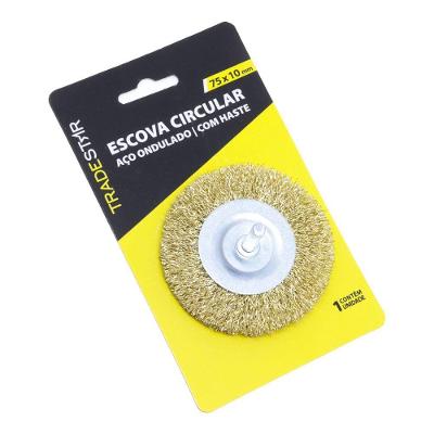 Escova De Aço Circular P- Furadeira 75x10mm 4\'\' C- Haste 1-4