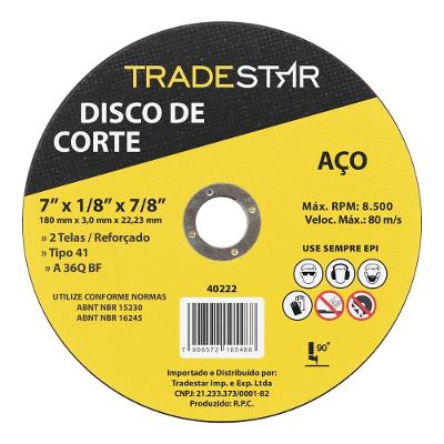 Disco Corte Metal 7 180x3,0 Mm Esmerilhadeira Tradestar
