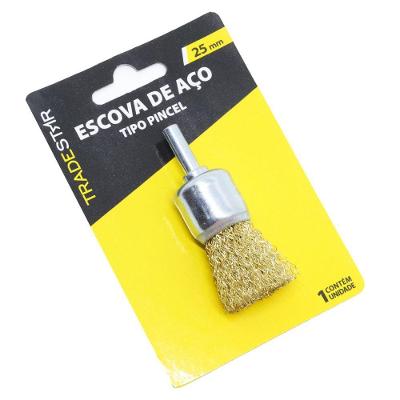 Escova De Aço Tipo Pincel Latonada 25mm Haste 1-4x1