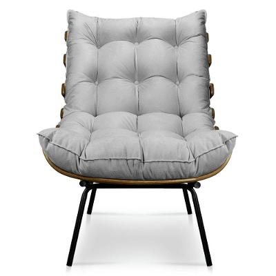 Poltrona Decorativa Costela Sala E Escritório Suede Cinza