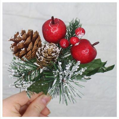 Kit 2 Ramos Maçã Decoração Natal Artificial Com Detalhes Branco 17cm