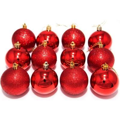 Kit 12 Bolas Vermelhas Enfeite Natalino árvore Natal 50mm