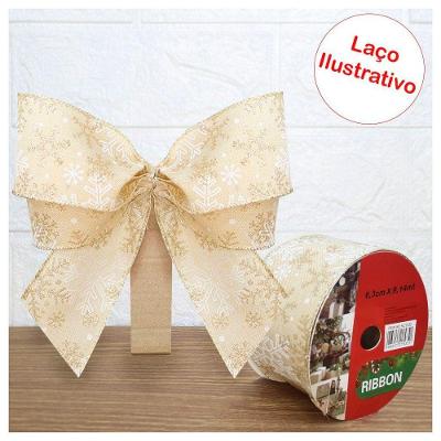 Kit 2 Rolo Fita Aramada Natal Floco De Neve Decoração Natalina 6,3cm X 9,14m