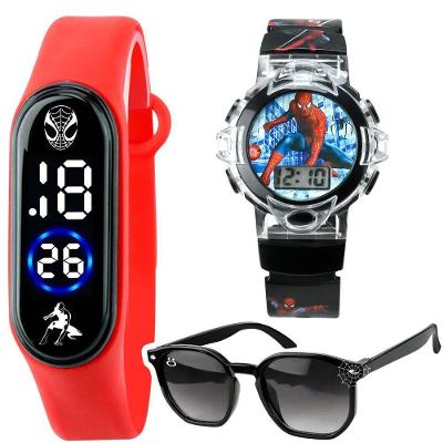 Relogio Preto Digital Homemaranha + Sol Oculos Uv Protecao Resistente Qualidade Premium Vermelho