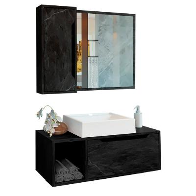 Conjunto 3 Peças Para Banheiro Bn3600x44x45 Marmore Lunar Tecno Mobili Marmore Lunar