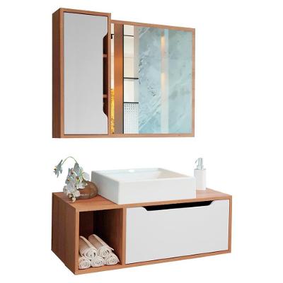Conjunto 3 Peças Para Banheiro Bn3600x44x45 Amendoa Branco Tecno Mobili Amendoa Branco