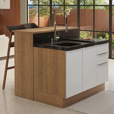 Ilha Cozinha Com Bancada E Balcão 120 Cm Rustic/branco