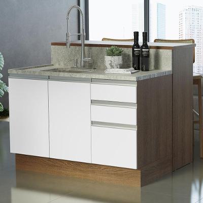 Ilha De Cozinha 120 Cm Rustic/Branco Glamy Madesa