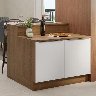 Ilha De Cozinha 120 Cm Rustic/Branco Lux Madesa