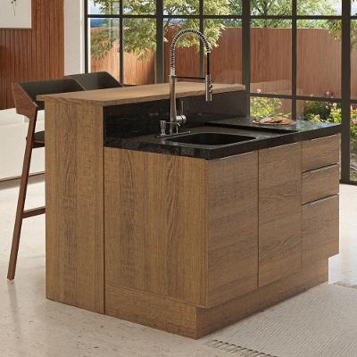 Ilha De Cozinha Com Bancada E Balcão 120 Cm Rustic