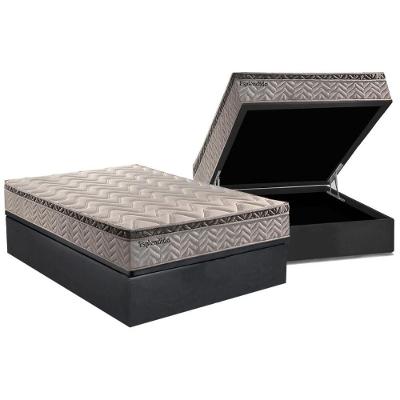 Cama Box Baú Casal: Colchão Molas Ensacadas Paropas MasterPocket Esplêndido Bordô + Base CRC Suede Gray(138x188)