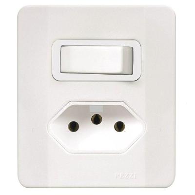 Interruptor 1 Tecla Simples + Tomada 2p+t 20a C/caixa Sobrepor Branca 64507 - Pezzi