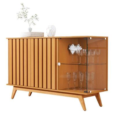 Buffet Ripado Com 3 Portas E Base De Madeira Paris Nature
