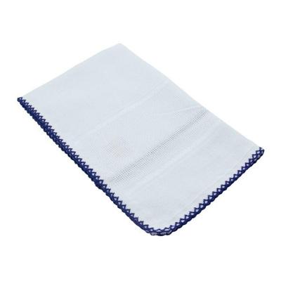 Fraldinha De Boca Ponto Cruz Com Crochet 30x40cm Mabber Azul Marinho
