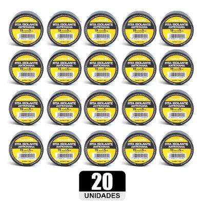 Kit 20 Rolos Pç Fita Isolante 5 Metros Preta