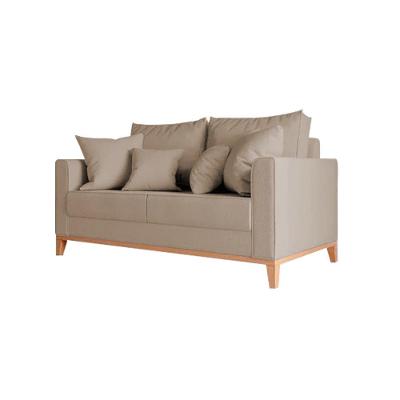 Sofá Namoradeira Beny Base Em Madeira Maciça Suede Bege - Cor: Bege