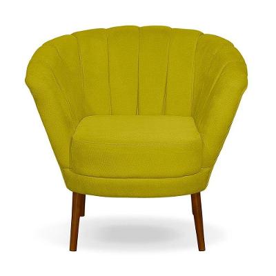 Poltrona Cadeira Pétala Flor Decorativa Suede Amarelo