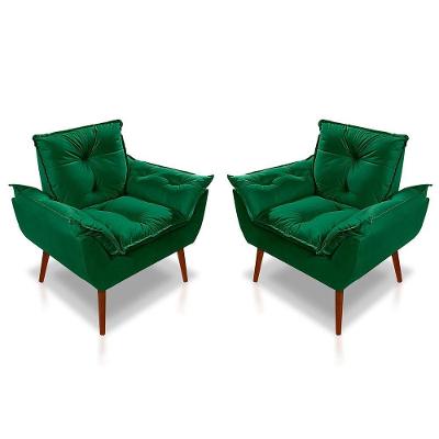 Kit C/ 02 Poltronas Opala Luxo Suede Verde