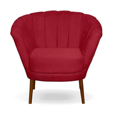 Poltrona Cadeira Pétala Flor Decorativa Suede Vermelho