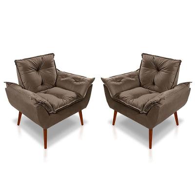 Kit C/ 02 Poltronas Opala Luxo Suede Marrom