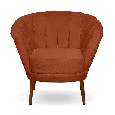 Poltrona Cadeira Pétala Flor Decorativa Suede Terracota