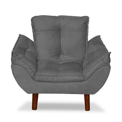 Mini Poltrona Cadeira Opala Infantil De Criança Suede Cinza Escuro